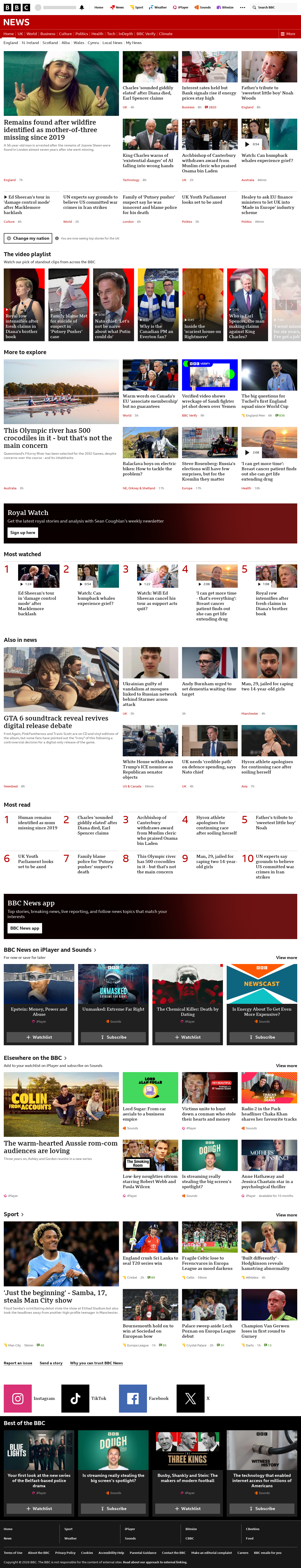BBC News snapshot from Friday, 18 September 2026 at 00:00