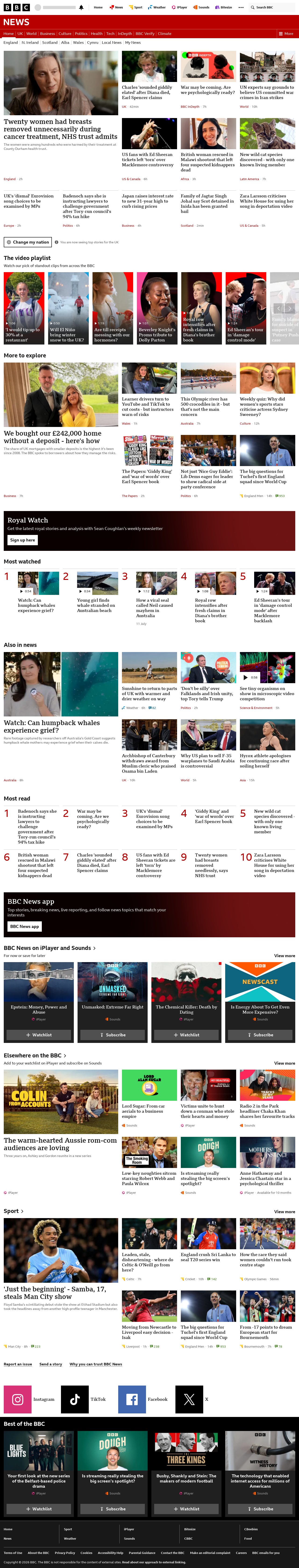 BBC News snapshot from Friday, 18 September 2026 at 08:00