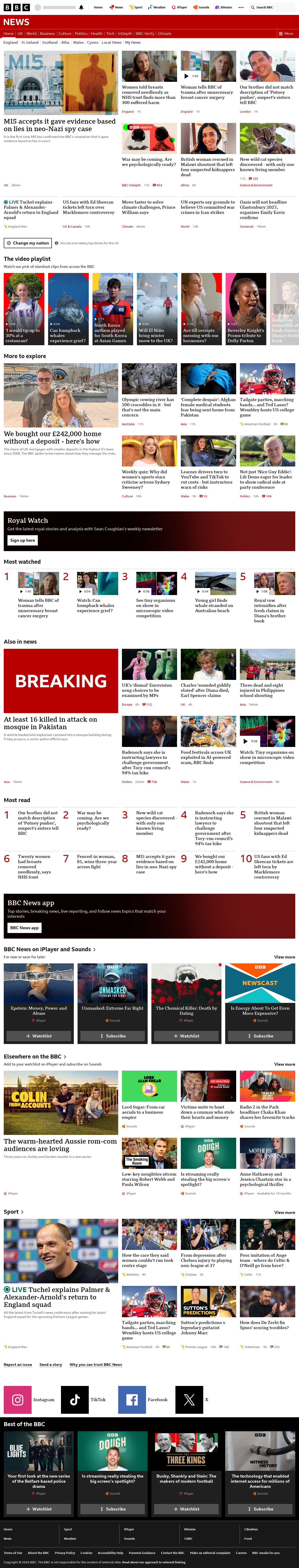 BBC News snapshot from Friday, 18 September 2026 at 12:00
