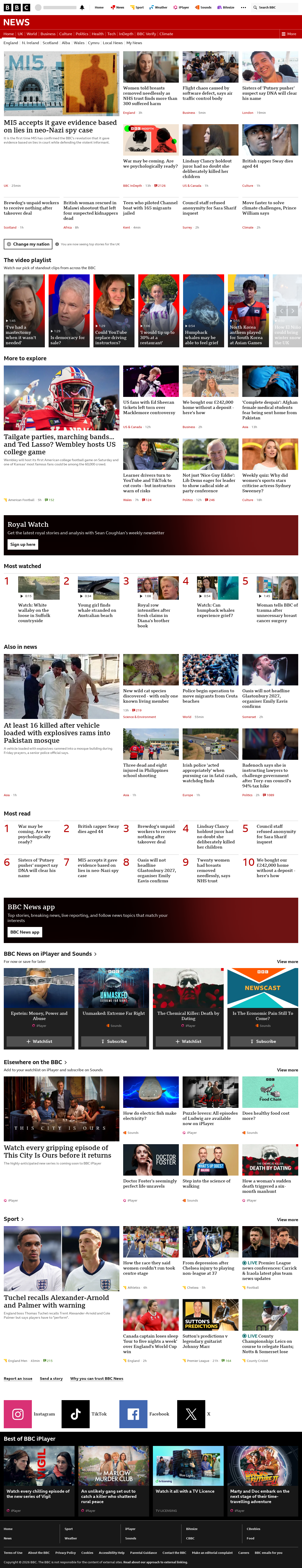 BBC News snapshot from Friday, 18 September 2026 at 14:00