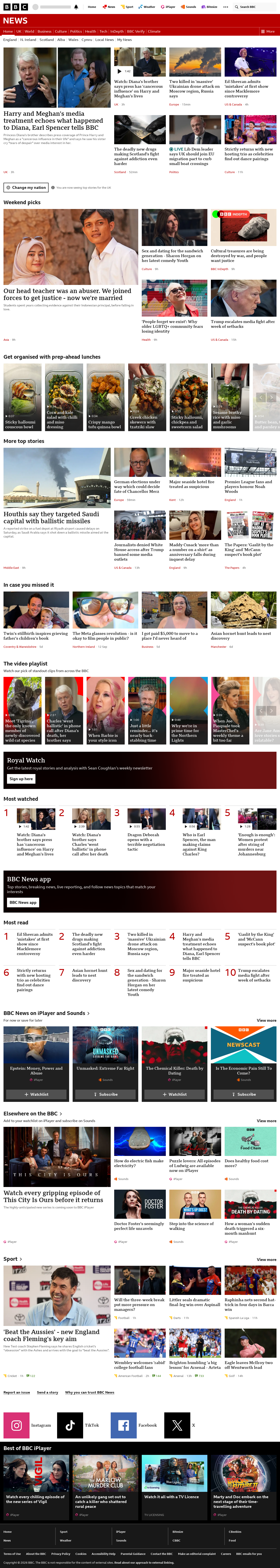 BBC News snapshot from Sunday, 20 September 2026 at 10:00