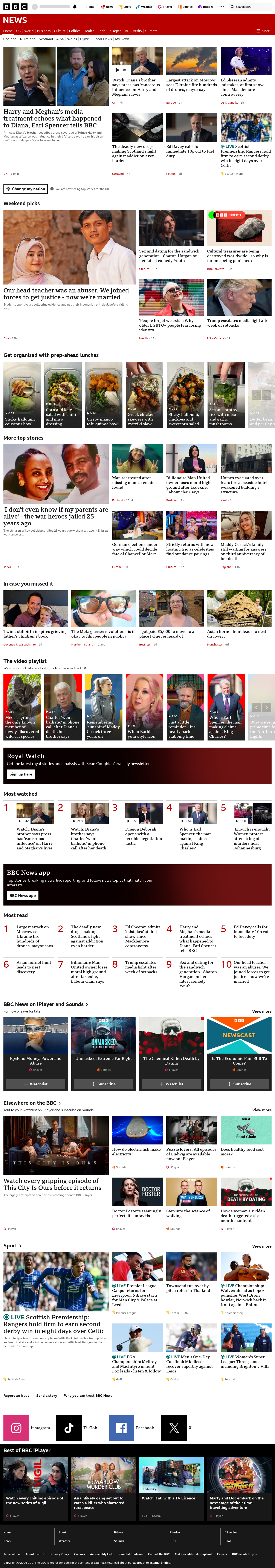 BBC News snapshot from Sunday, 20 September 2026 at 14:00
