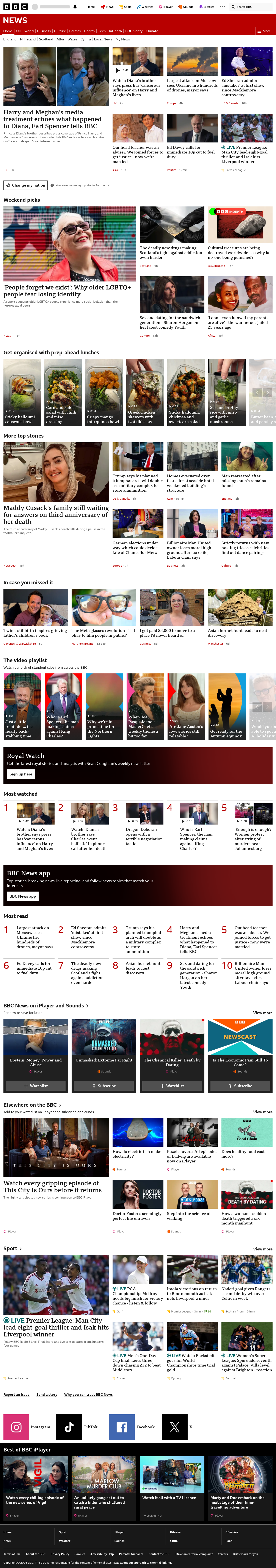 BBC News snapshot from Sunday, 20 September 2026 at 16:00