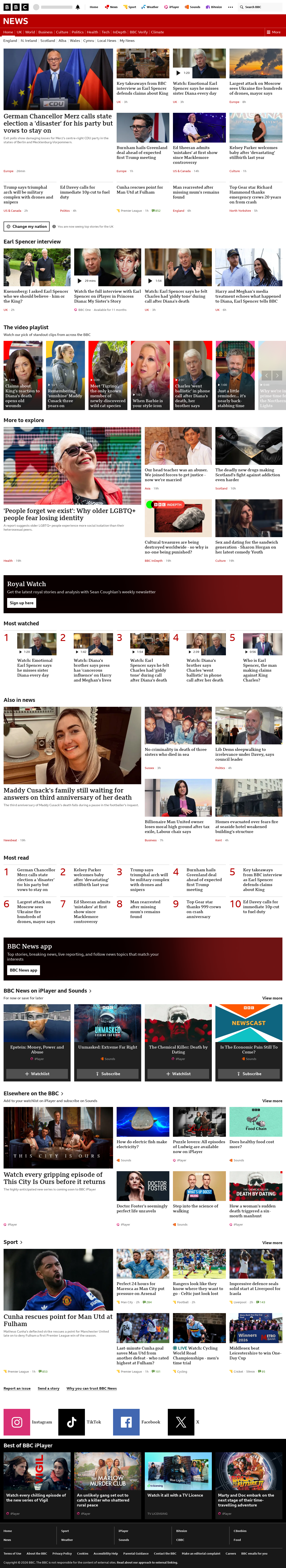 BBC News snapshot from Sunday, 20 September 2026 at 20:00