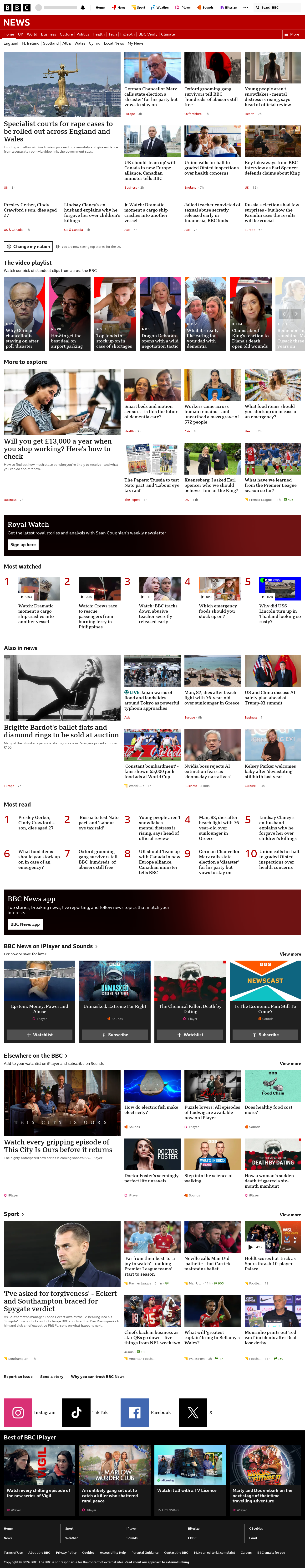 BBC News snapshot from Monday, 21 September 2026 at 08:00