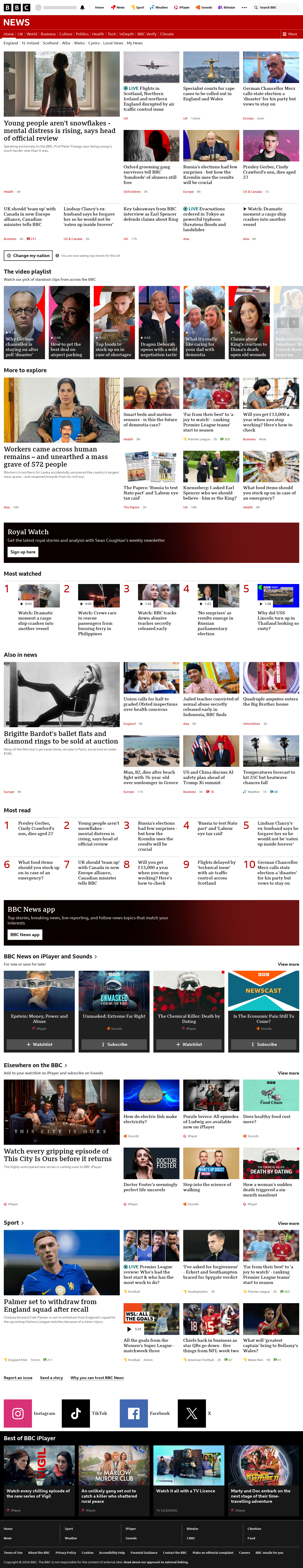 BBC News snapshot from Monday, 21 September 2026 at 10:00