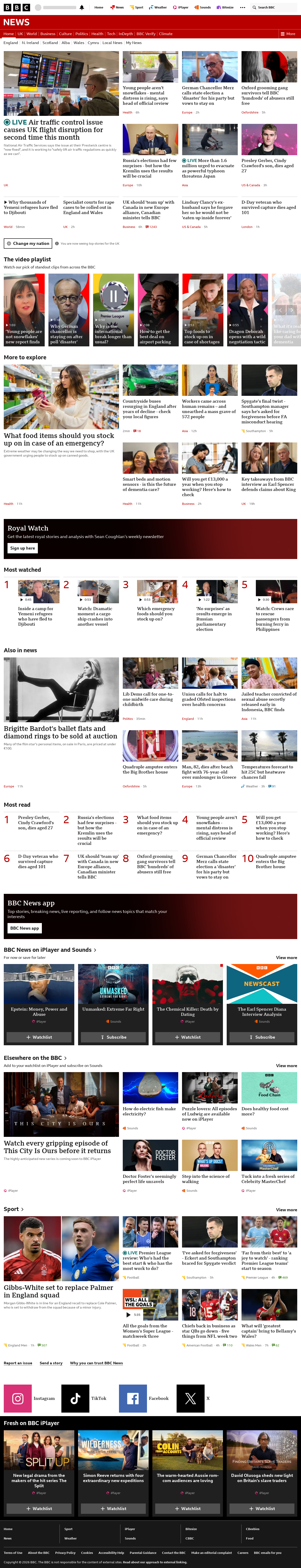 BBC News snapshot from Monday, 21 September 2026 at 12:00