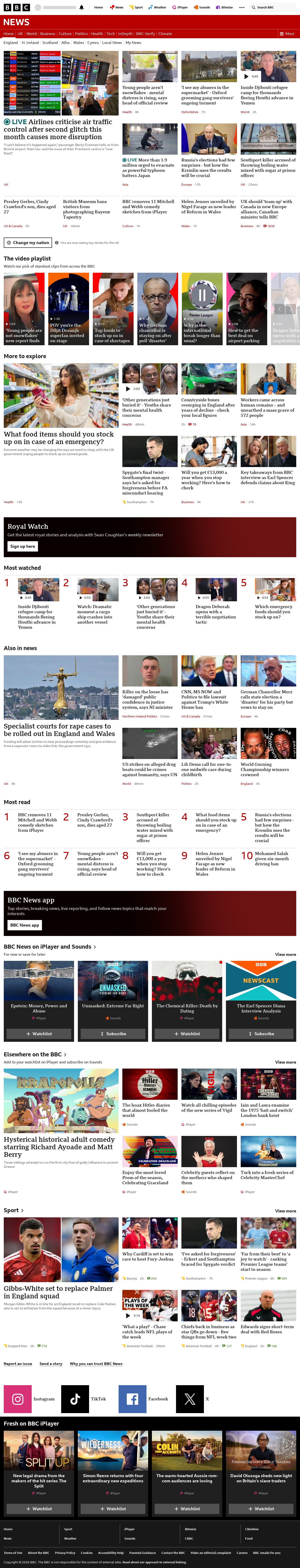 BBC News snapshot from Monday, 21 September 2026 at 14:00