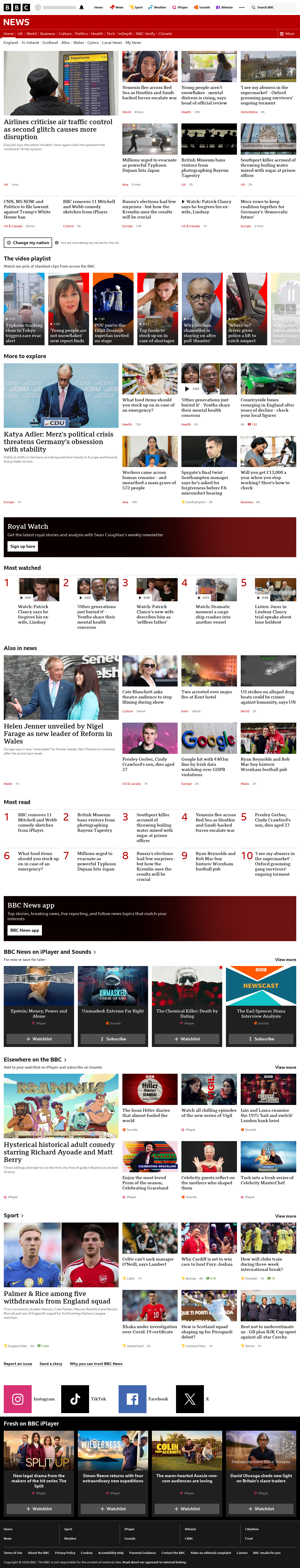 BBC News snapshot from Monday, 21 September 2026 at 16:00