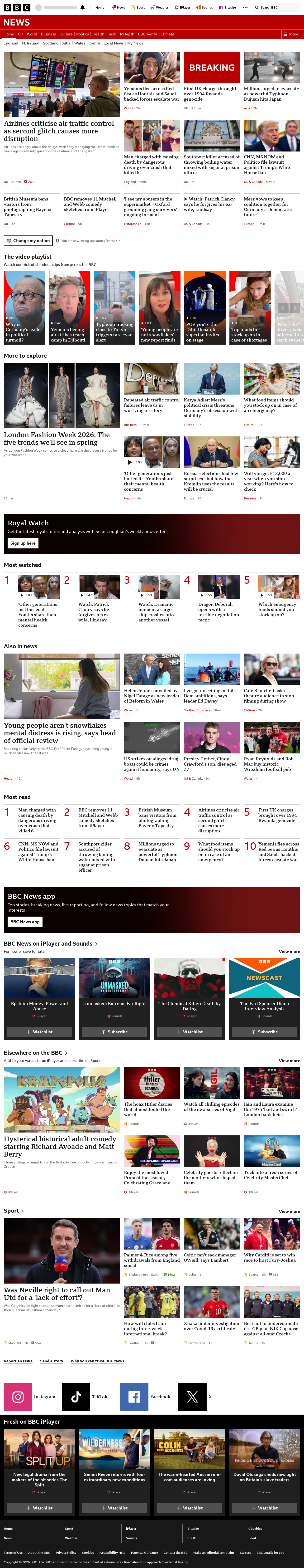 BBC News snapshot from Monday, 21 September 2026 at 18:00