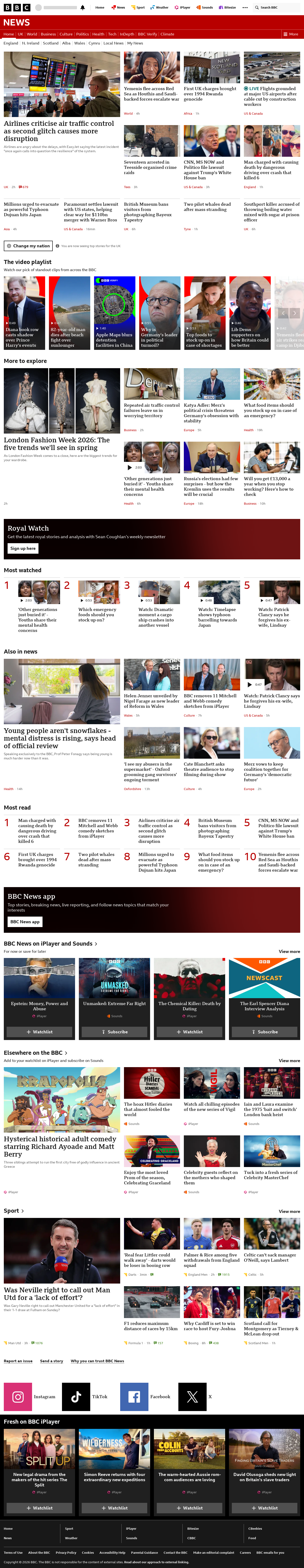 BBC News snapshot from Monday, 21 September 2026 at 20:00