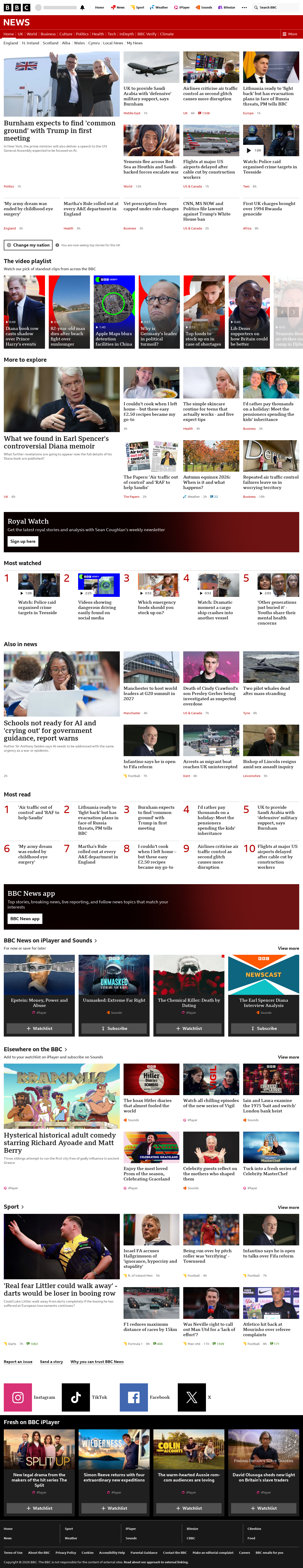 Latest BBC News snapshot