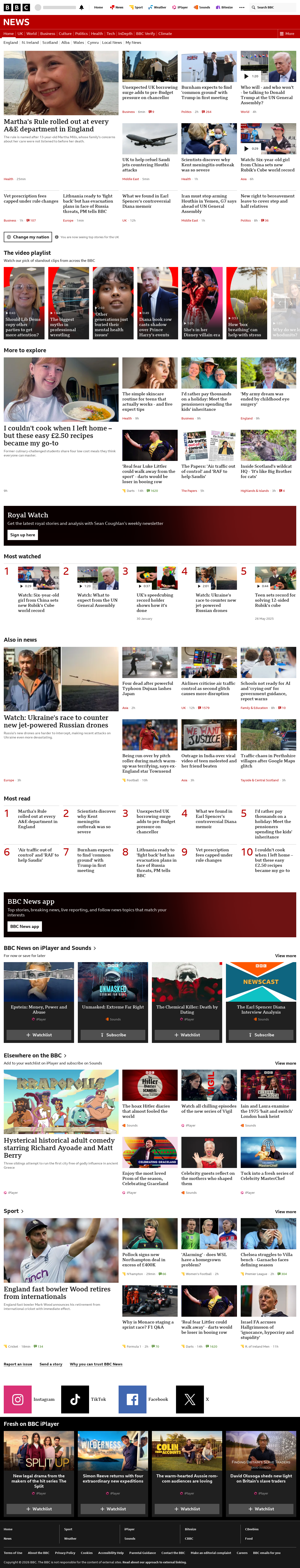 BBC News snapshot from Tuesday, 22 September 2026 at 10:00