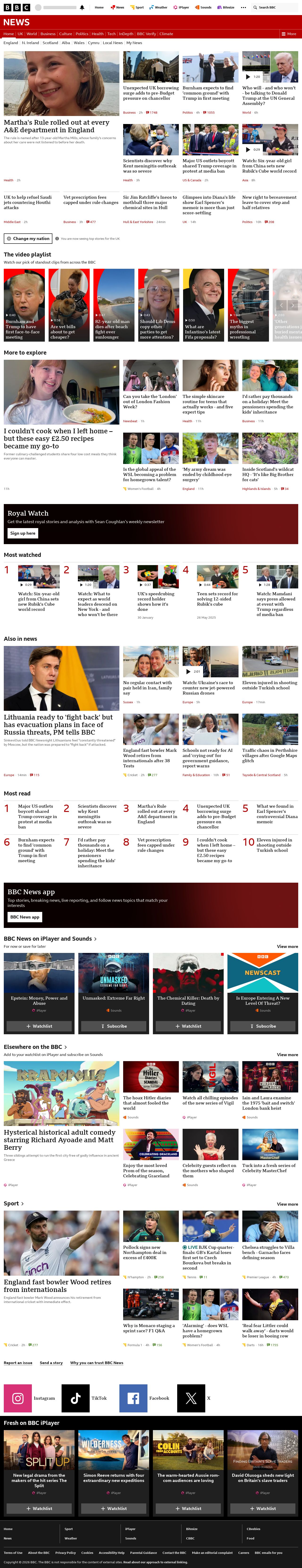 BBC News snapshot from Tuesday, 22 September 2026 at 12:00