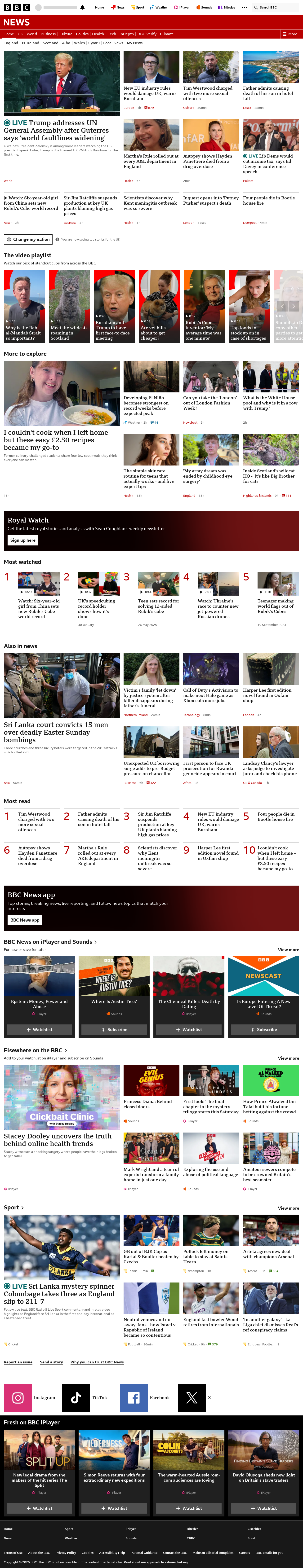 BBC News snapshot from Tuesday, 22 September 2026 at 16:00