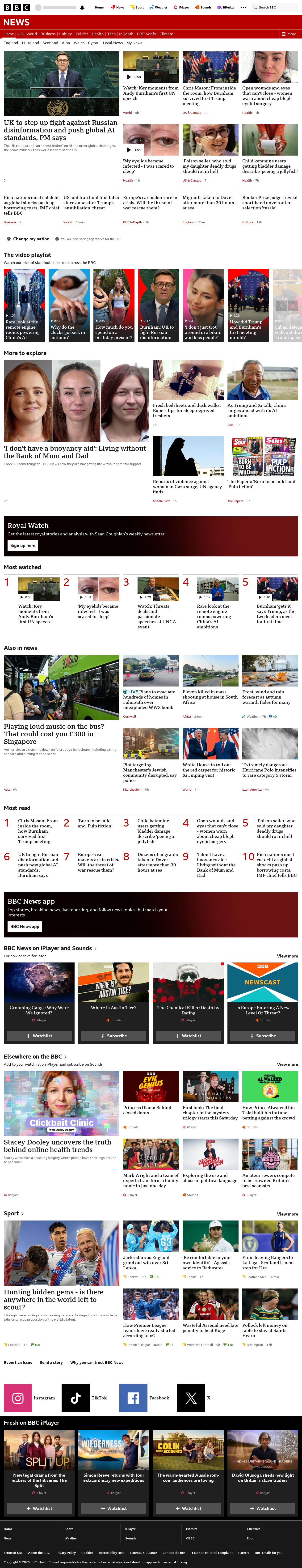 BBC News snapshot from Wednesday, 23 September 2026 at 08:00