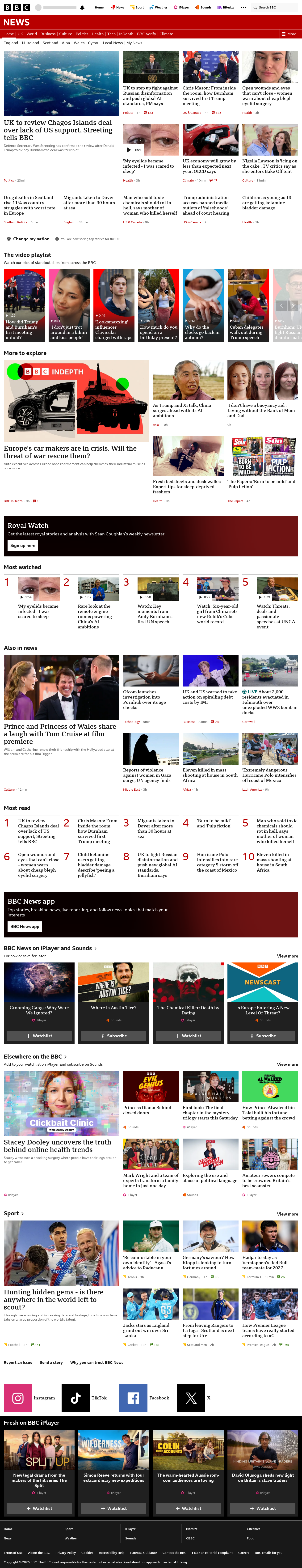 BBC News snapshot from Wednesday, 23 September 2026 at 10:00