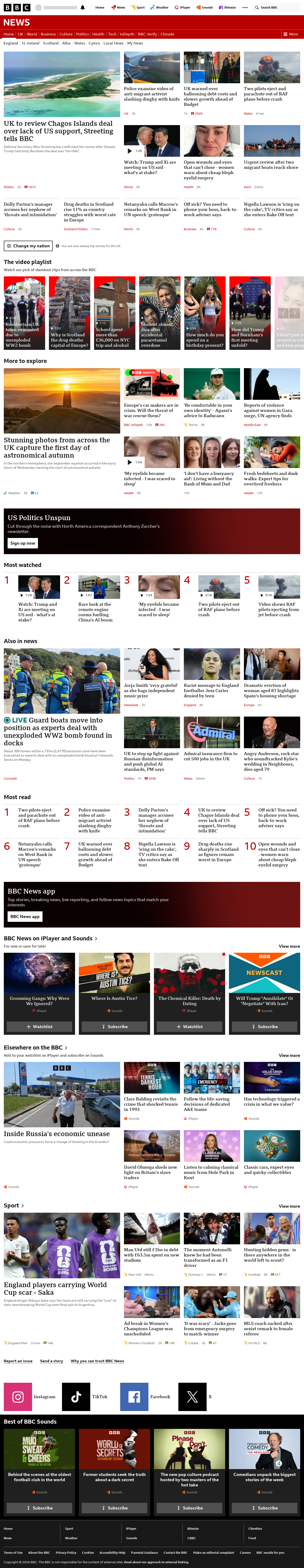 BBC News snapshot from Wednesday, 23 September 2026 at 16:00