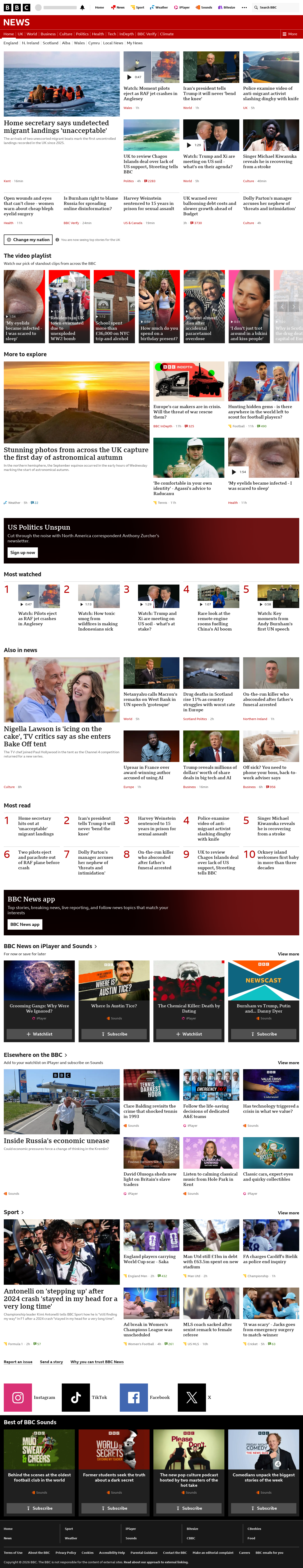 BBC News snapshot from Wednesday, 23 September 2026 at 18:00