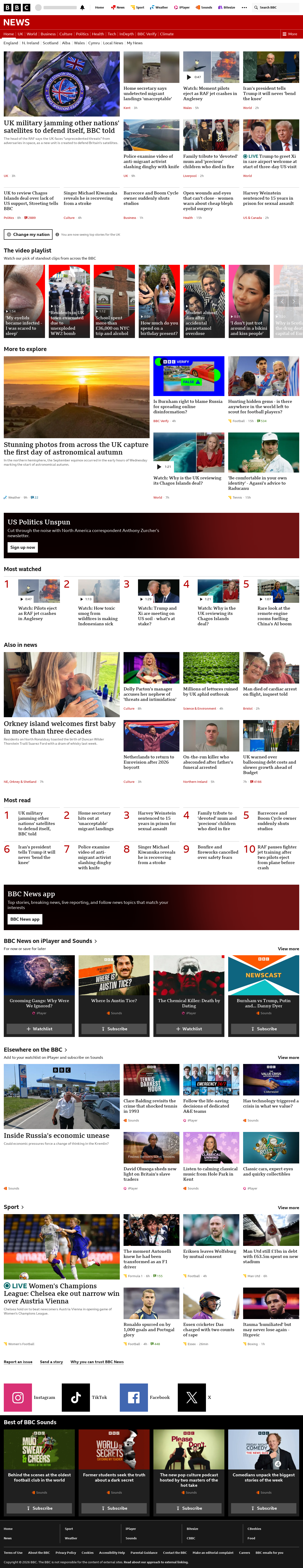 BBC News snapshot from Wednesday, 23 September 2026 at 22:00