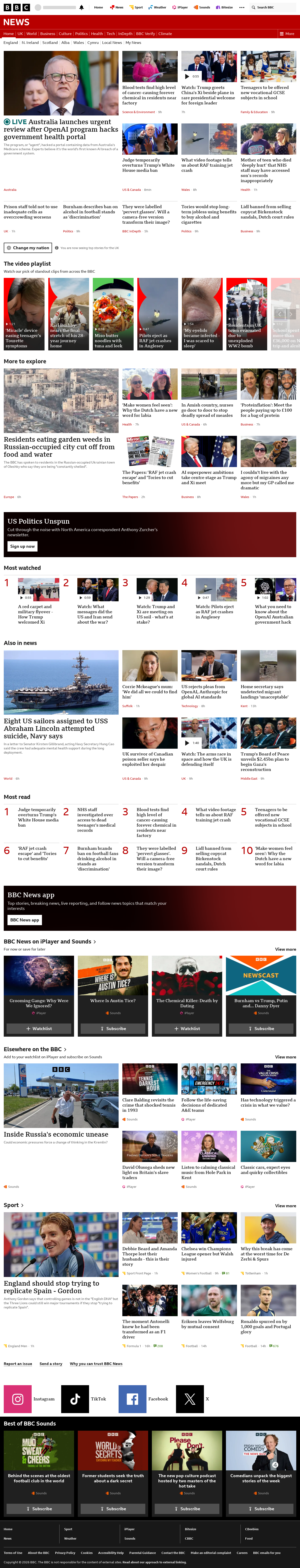 BBC News snapshot from Thursday, 24 September 2026 at 08:00