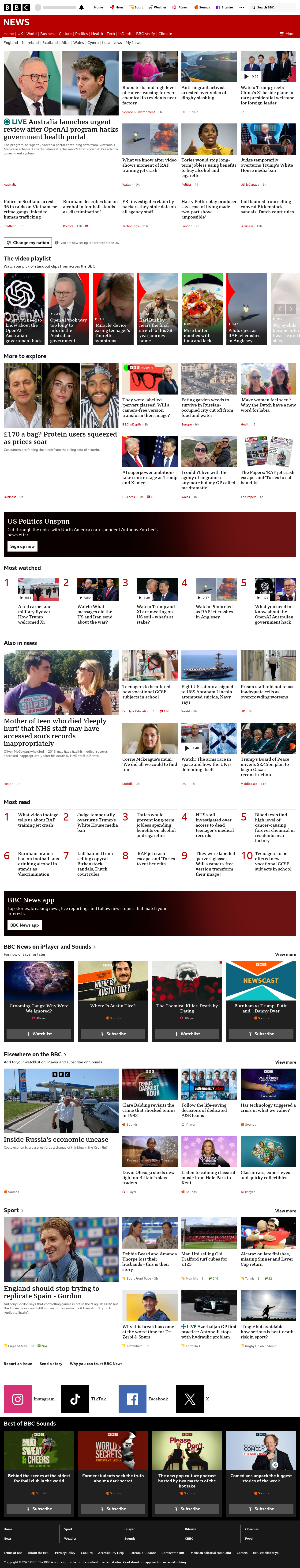 BBC News snapshot from Thursday, 24 September 2026 at 10:00