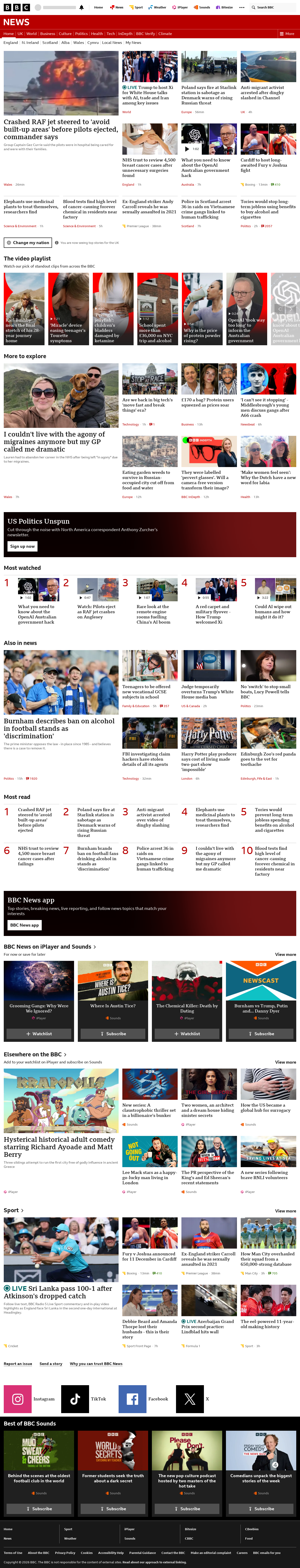 BBC News snapshot from Thursday, 24 September 2026 at 14:00