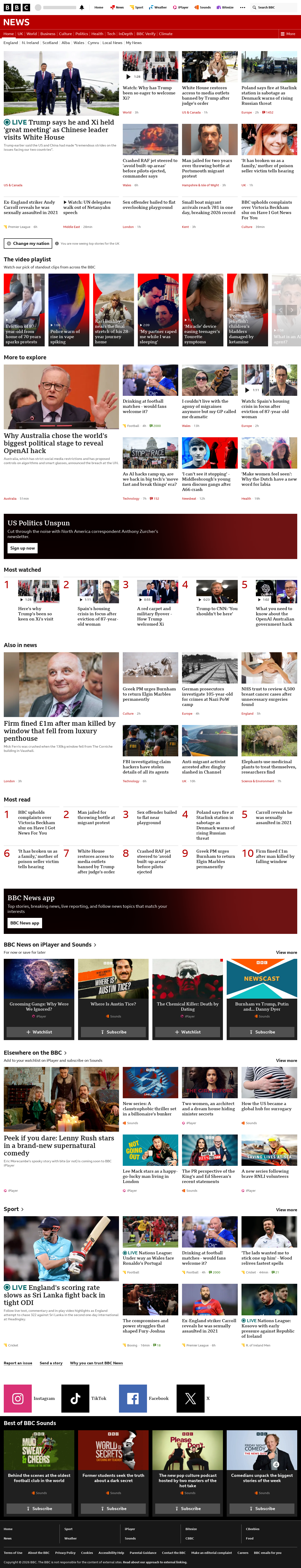 BBC News snapshot from Thursday, 24 September 2026 at 20:00