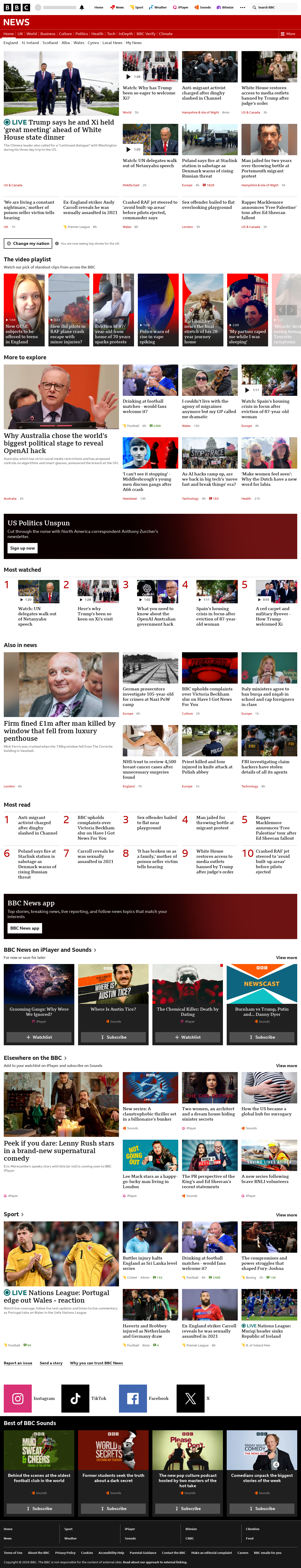 BBC News snapshot from Thursday, 24 September 2026 at 22:00