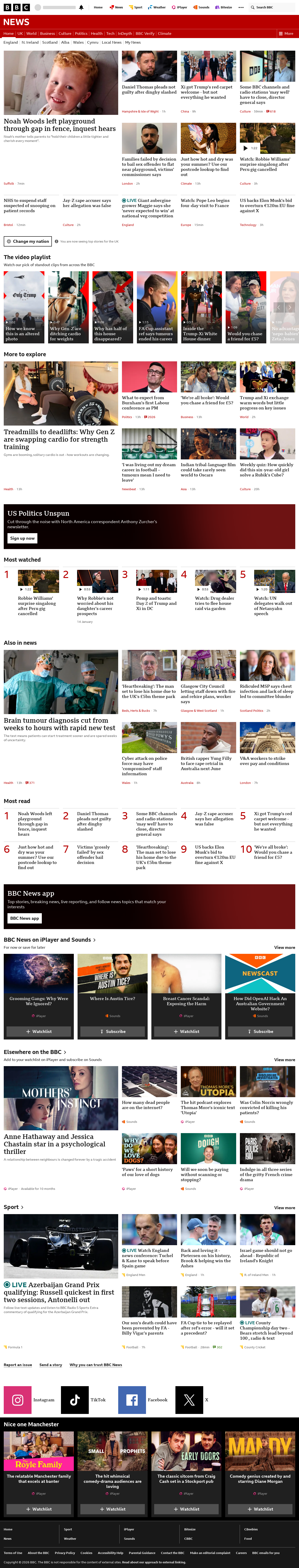BBC News snapshot from Friday, 25 September 2026 at 14:00