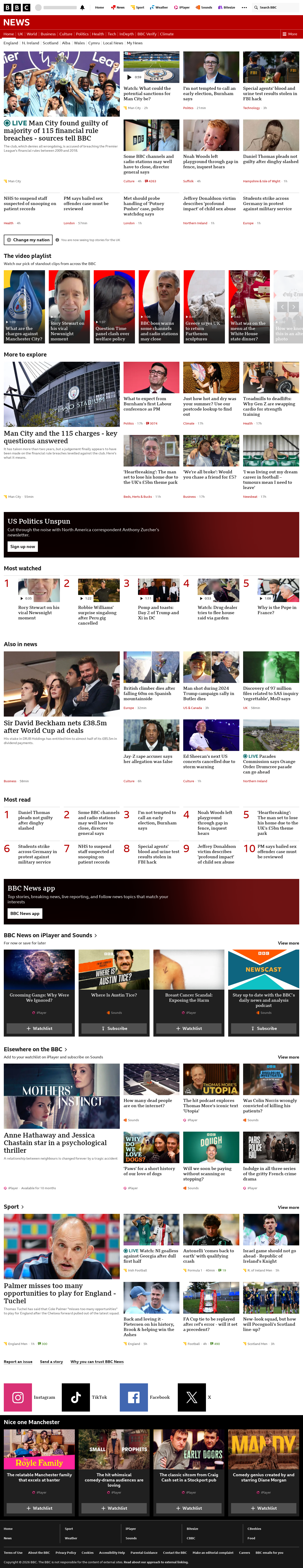 BBC News snapshot from Friday, 25 September 2026 at 18:00