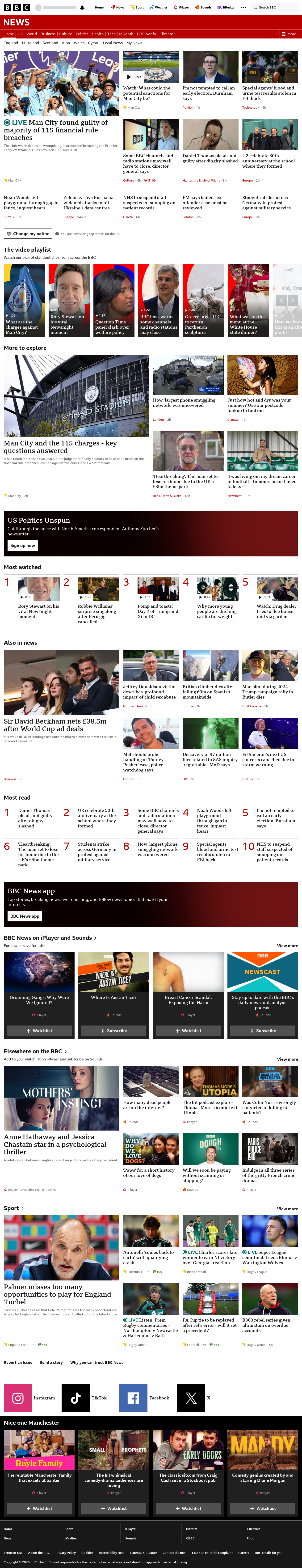BBC News snapshot from Friday, 25 September 2026 at 20:00
