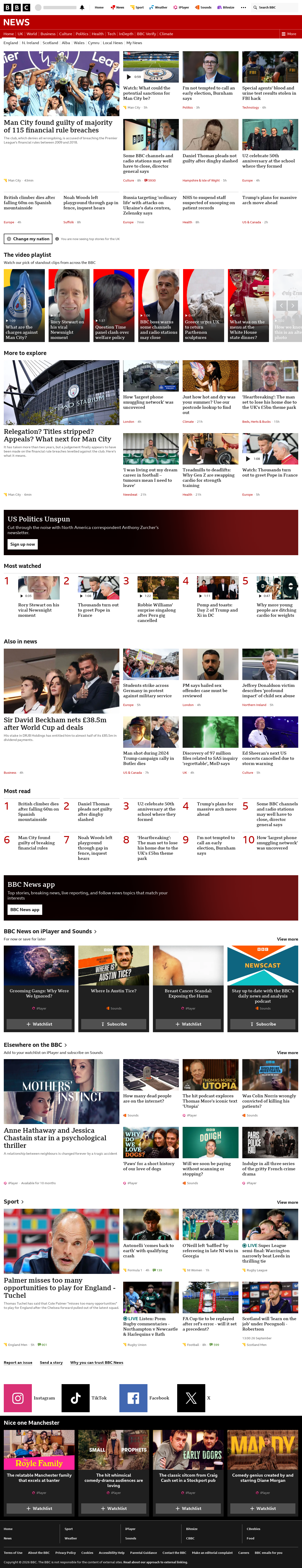 BBC News snapshot from Friday, 25 September 2026 at 22:00