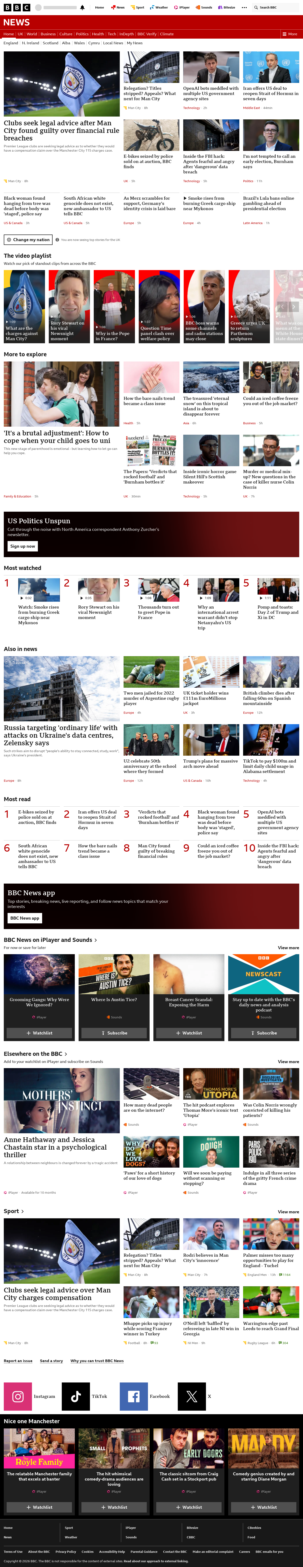BBC News snapshot from Saturday, 26 September 2026 at 06:00