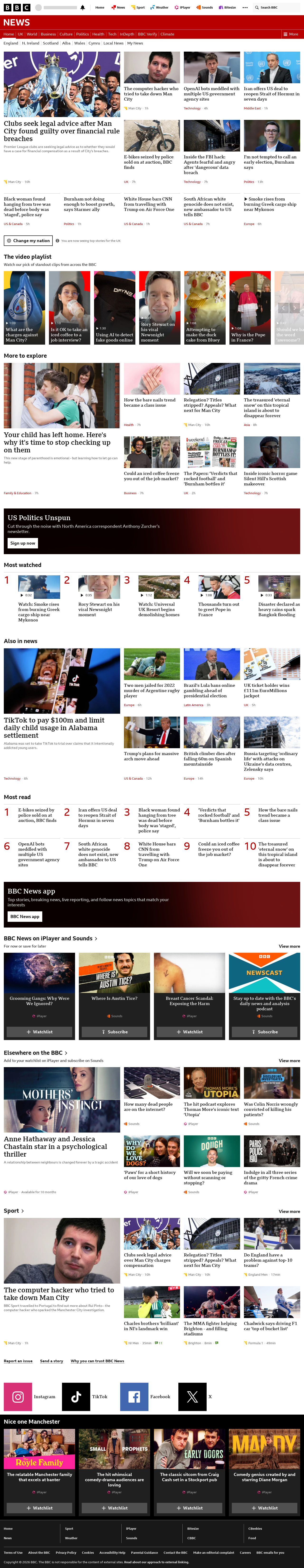 BBC News snapshot from Saturday, 26 September 2026 at 08:00