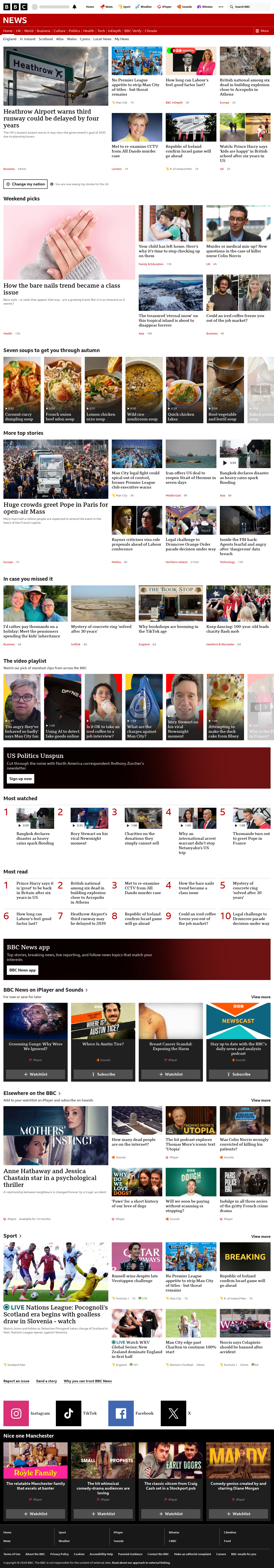 BBC News snapshot from Saturday, 26 September 2026 at 16:00