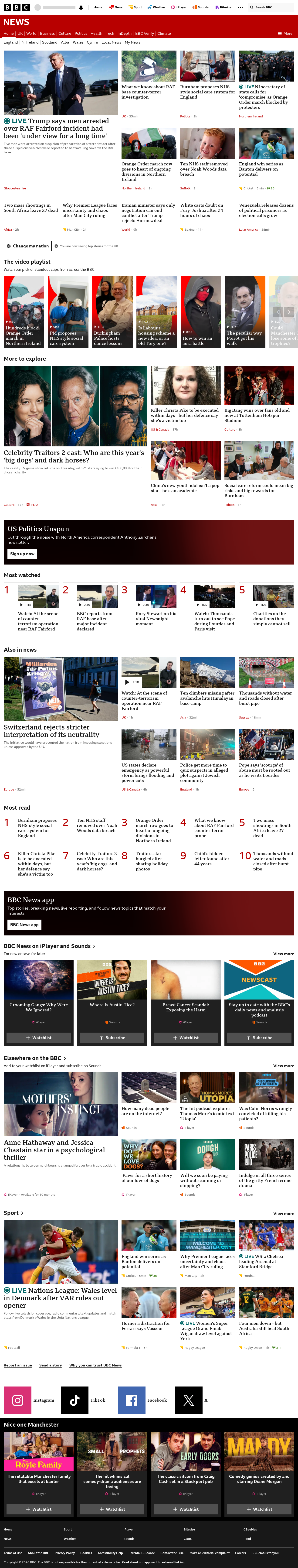 BBC News snapshot from Sunday, 27 September 2026 at 18:00