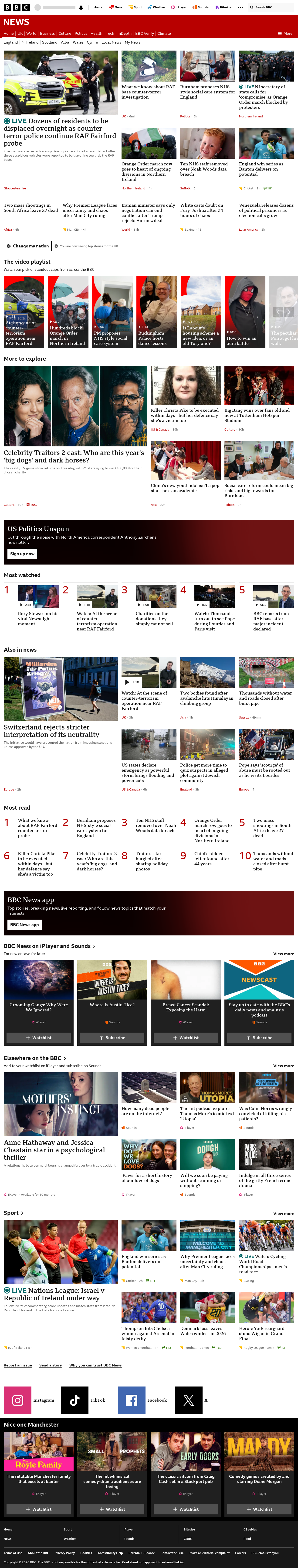 BBC News snapshot from Sunday, 27 September 2026 at 20:00
