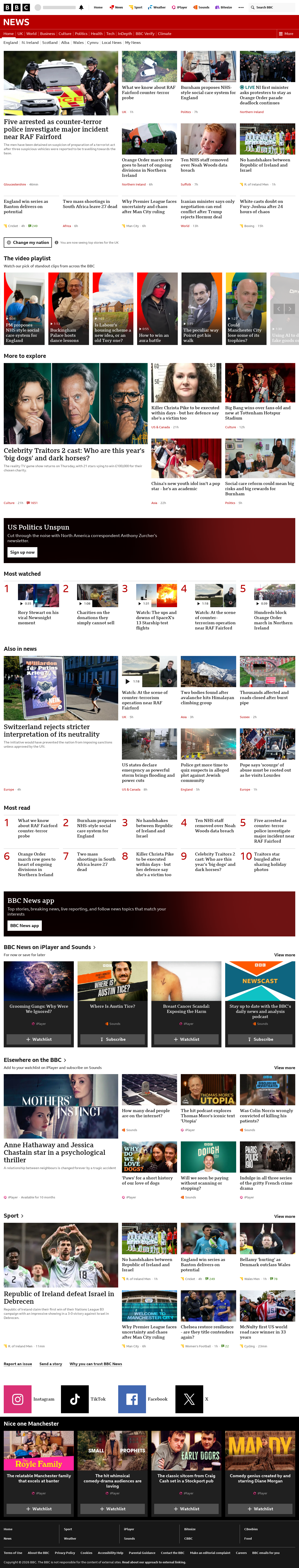 BBC News snapshot from Sunday, 27 September 2026 at 22:00