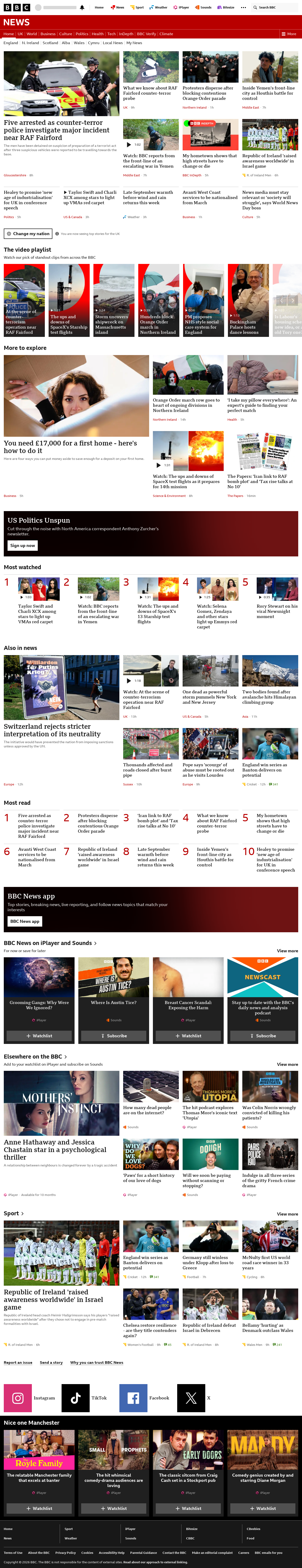 BBC News snapshot from Monday, 28 September 2026 at 06:00