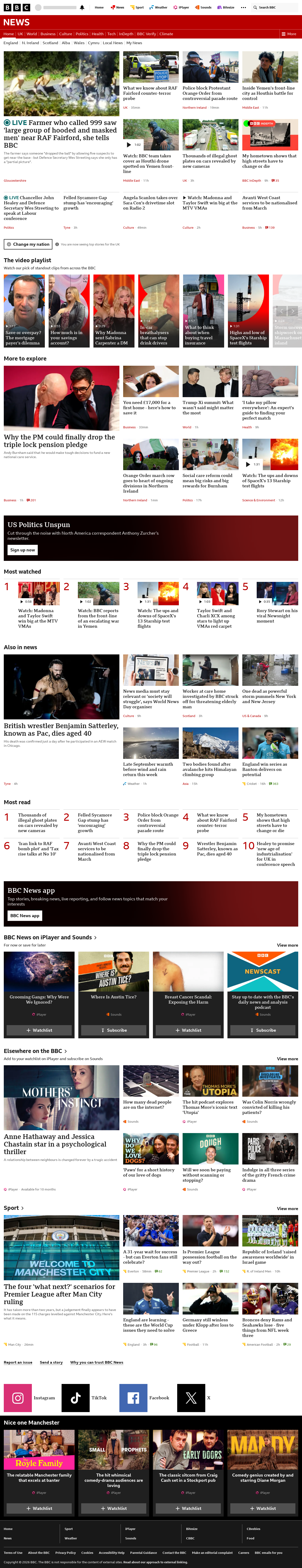 BBC News snapshot from Monday, 28 September 2026 at 10:00