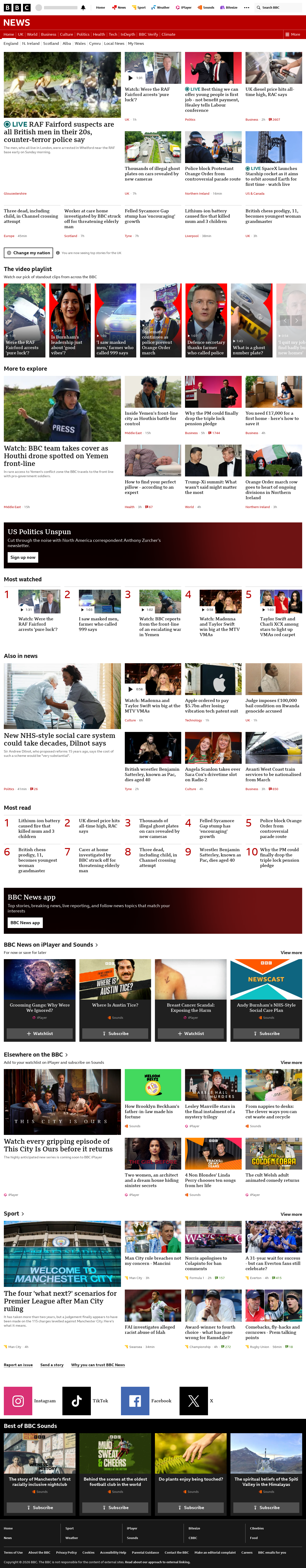 BBC News snapshot from Monday, 28 September 2026 at 14:00