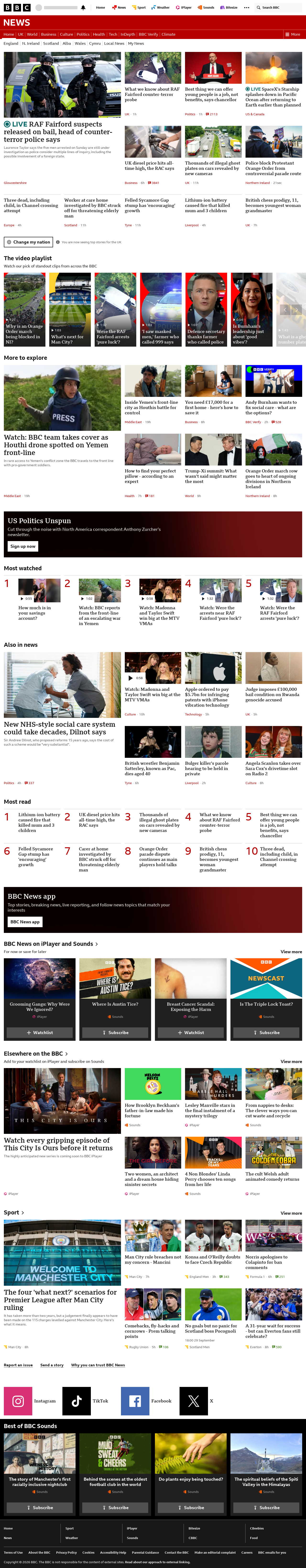 BBC News snapshot from Monday, 28 September 2026 at 18:00