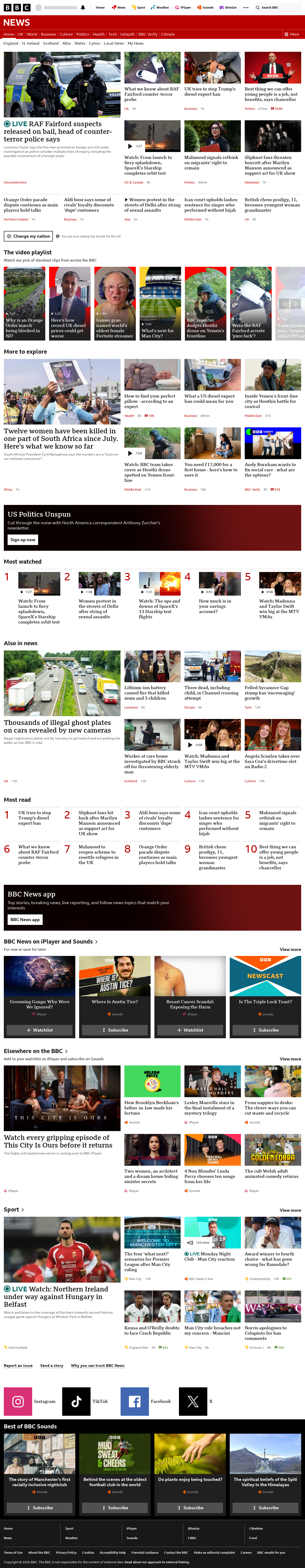 BBC News snapshot from Monday, 28 September 2026 at 20:00