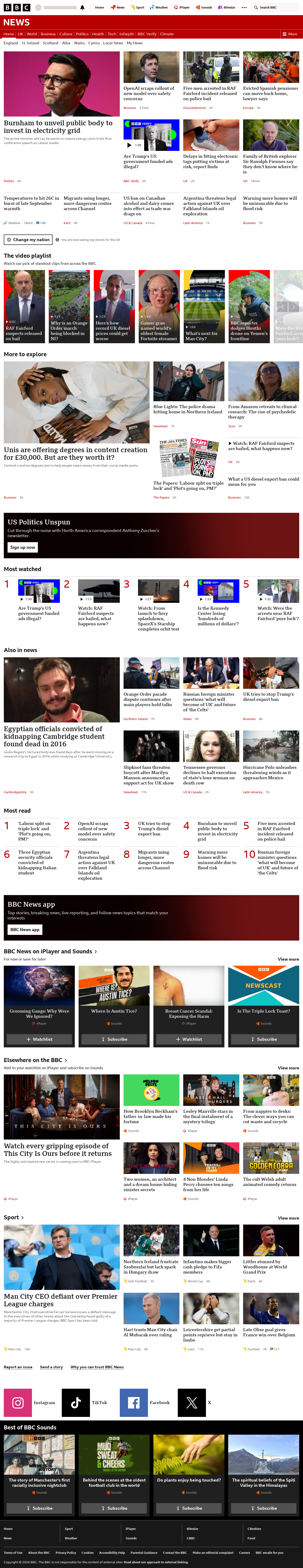 BBC News snapshot from Tuesday, 29 September 2026 at 06:00