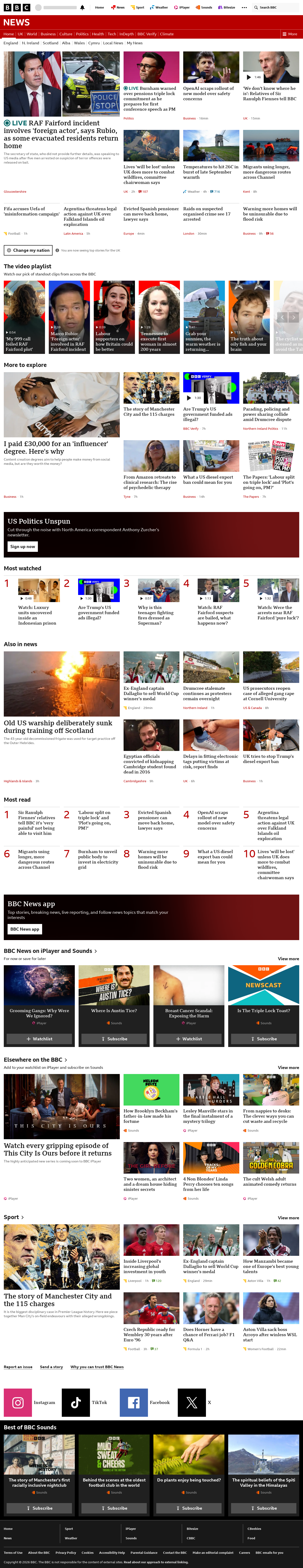BBC News snapshot from Tuesday, 29 September 2026 at 10:00