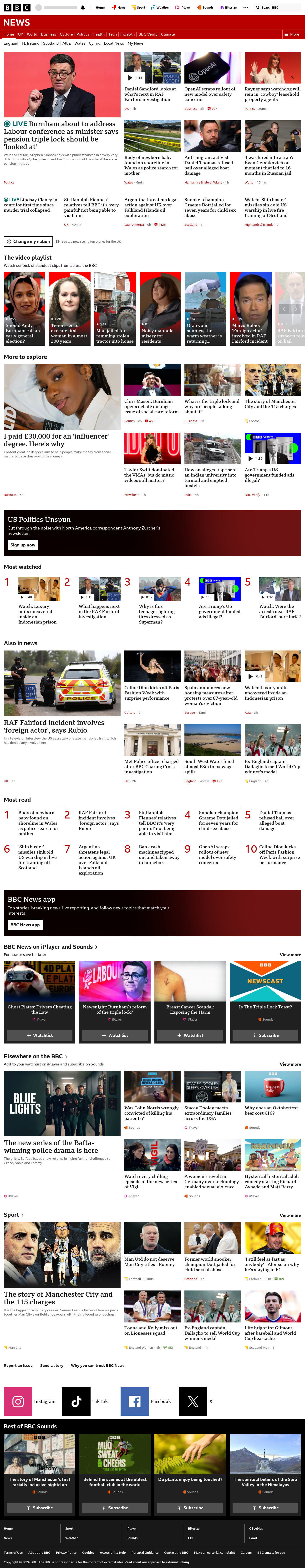 BBC News snapshot from Tuesday, 29 September 2026 at 14:00