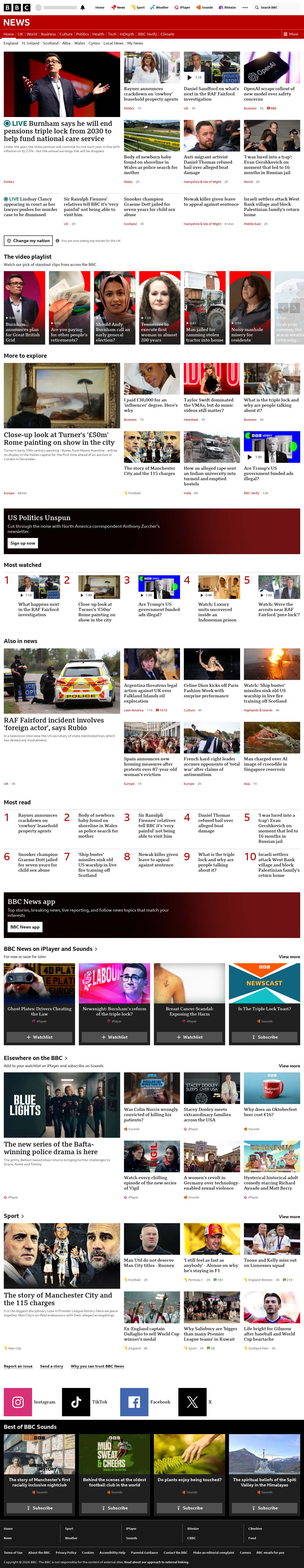 BBC News snapshot from Tuesday, 29 September 2026 at 16:00
