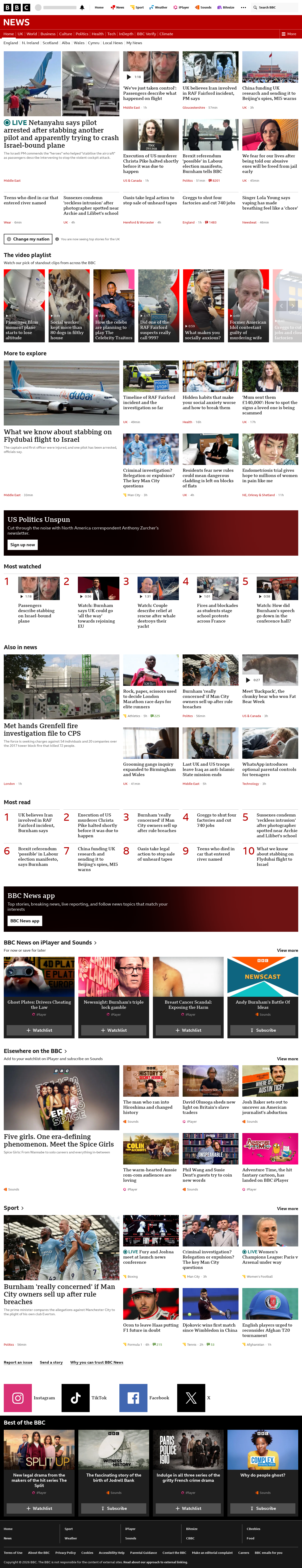 BBC News snapshot from Wednesday, 30 September 2026 at 18:00