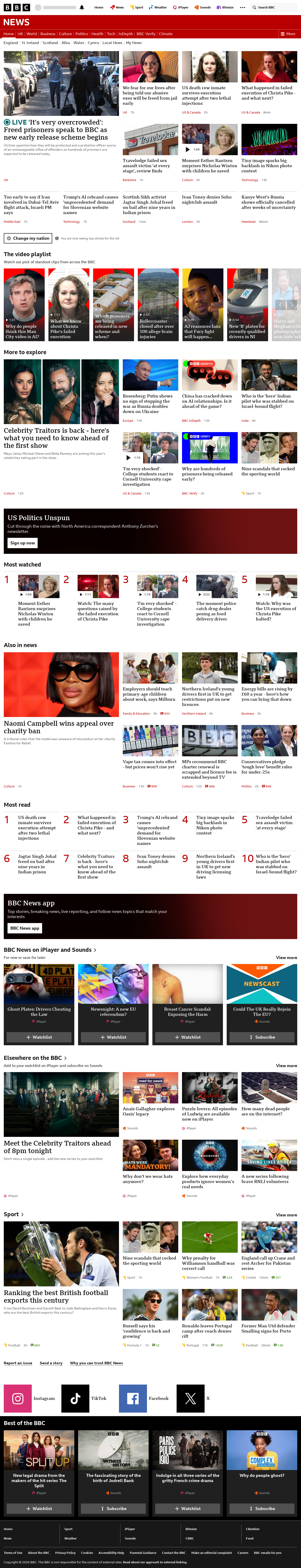BBC News snapshot from Thursday, 1 October 2026 at 14:00